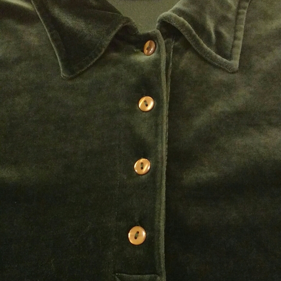 Forest Green Velvet Pullover Shirt - Picture 4 of 7